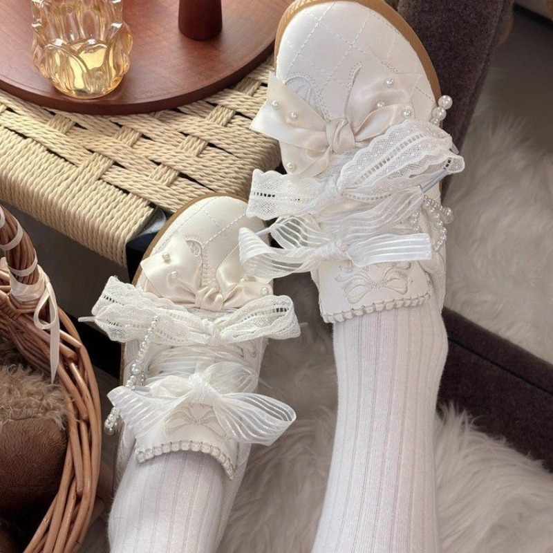 Embroidery Garments - أحذية رياضية مسطحة بتصميم لوليتا أنيق،