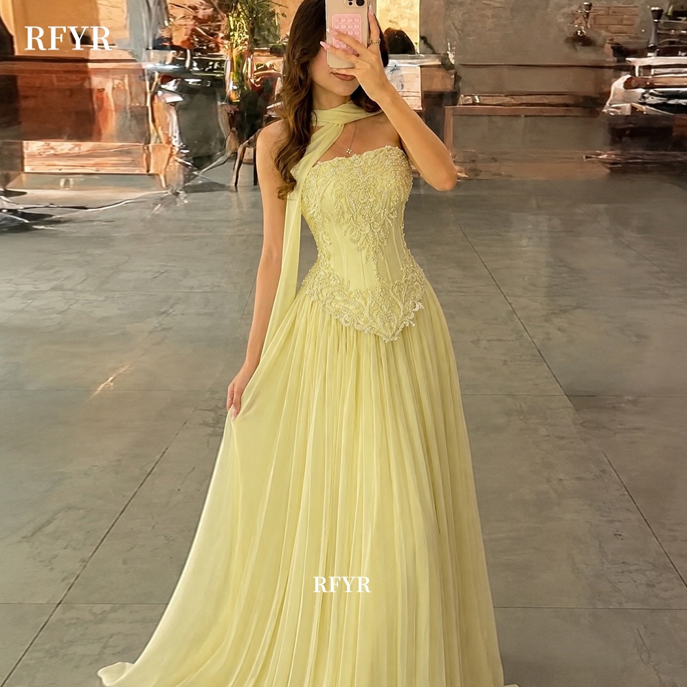 فستان سهرة أصفر من RFYR مع تطر - مراجعة Embroidery Yellow Dress وسعره