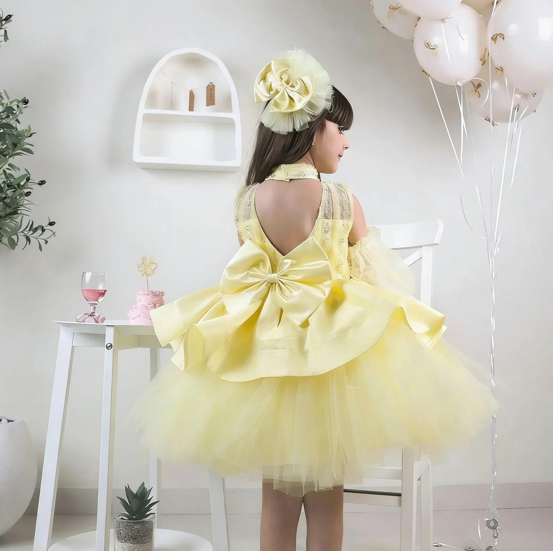 فساتين فتاة الزهور الصفراء لحف - مراجعة Embroidery Yellow Dress وسعره