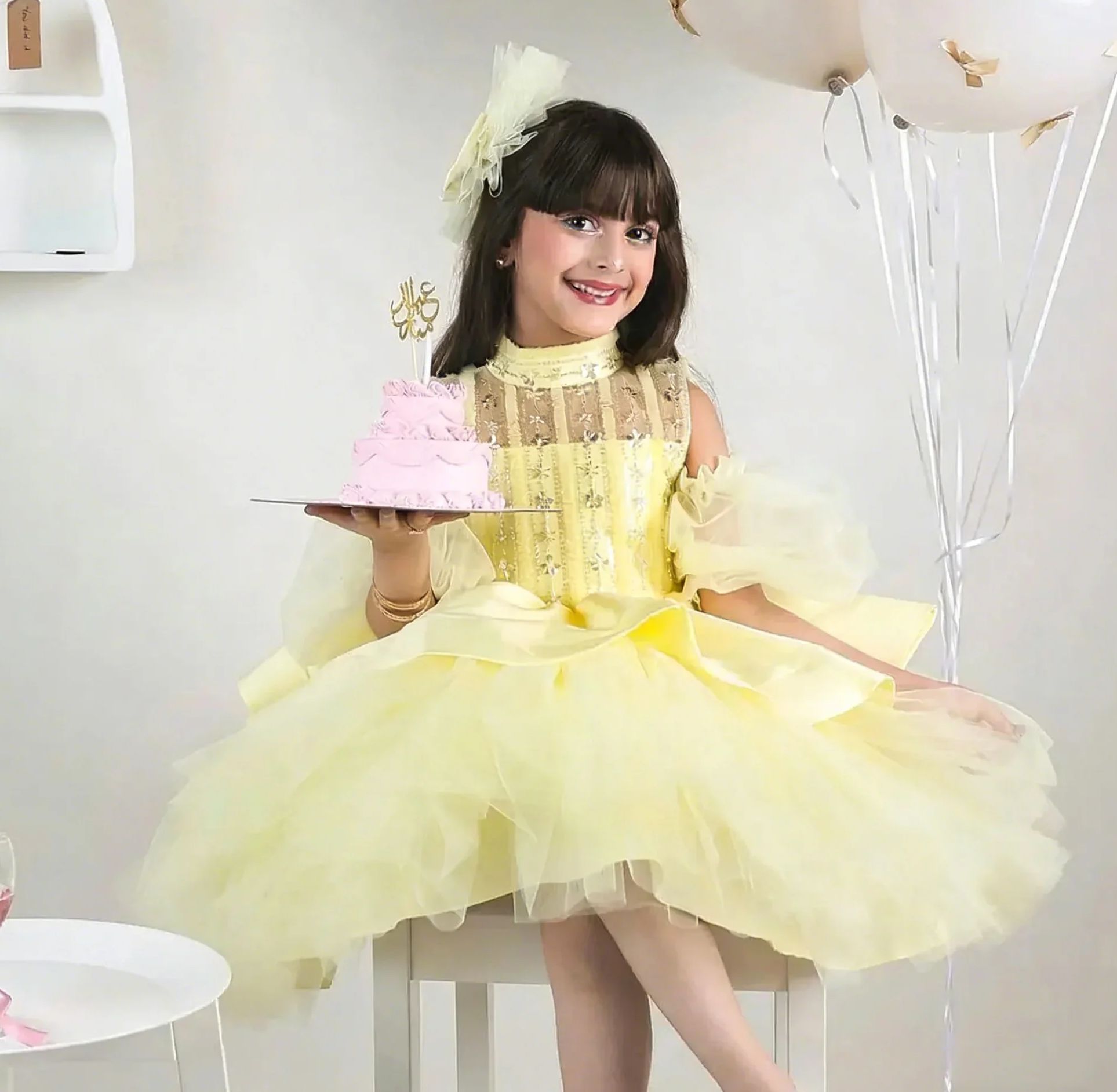 فساتين فتاة الزهور الصفراء لحف - مراجعة Embroidery Yellow Dress وسعره