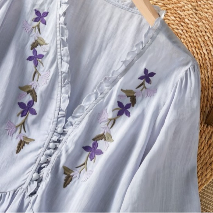 قميص أنيق من القطن والكتان بتط - مراجعة Embroidery Cotton Shirt وسعره