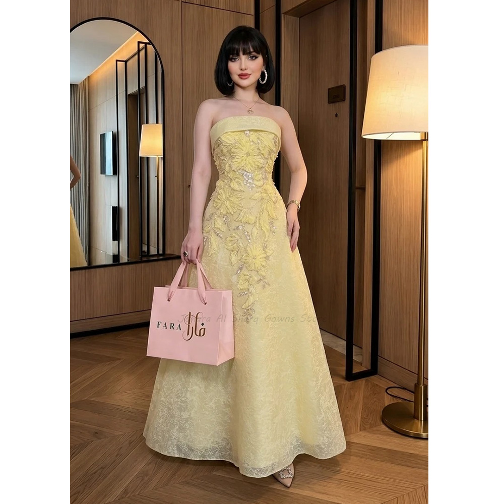 فستان سهرة بخط A بلون أصفر شاح - مراجعة Embroidery Yellow Dress وسعره